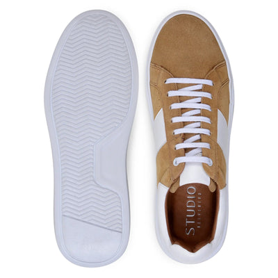Men's Belvedere Olivier Suede Tennis Shoe in Tan & White