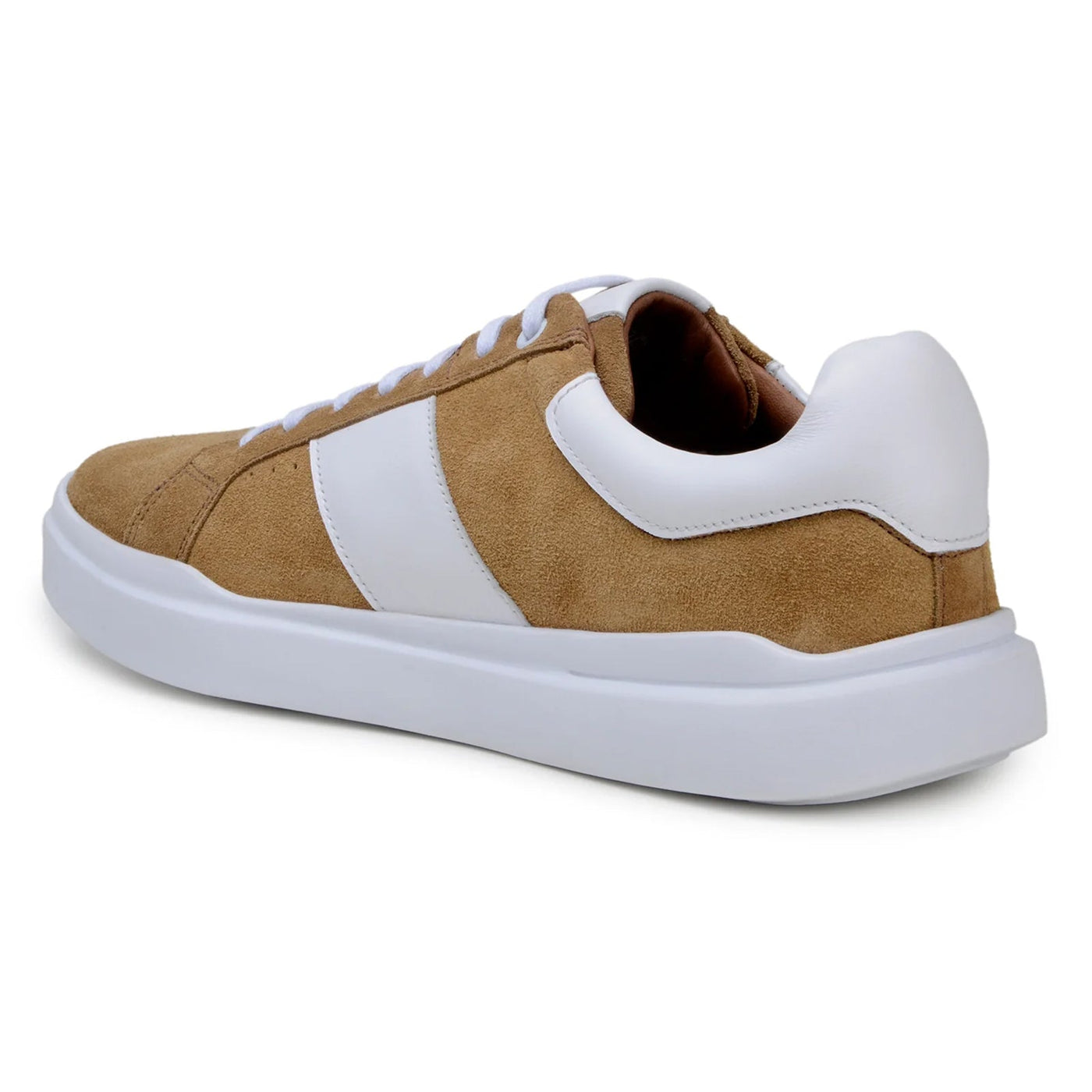 Men's Belvedere Olivier Suede Tennis Shoe in Tan & White