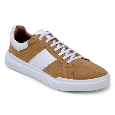 Men's Belvedere Olivier Suede Tennis Shoe in Tan & White
