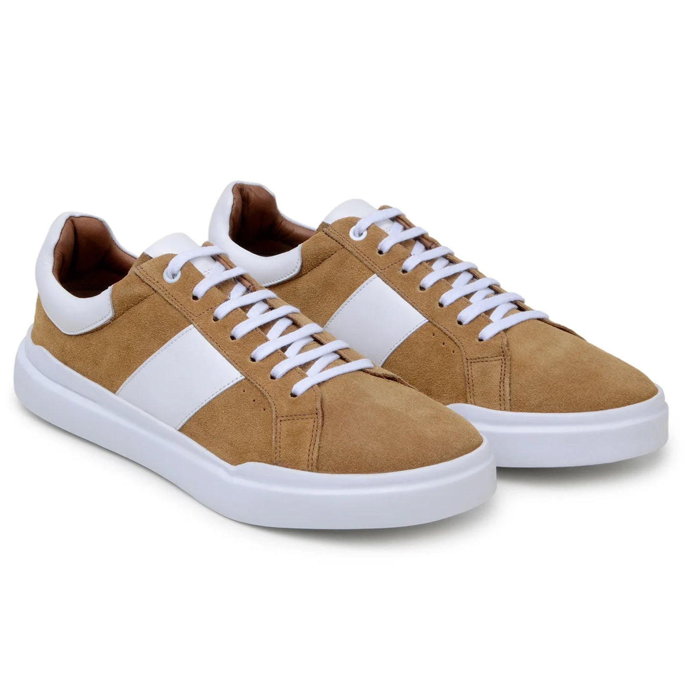 Men's Belvedere Olivier Suede Tennis Shoe in Tan & White