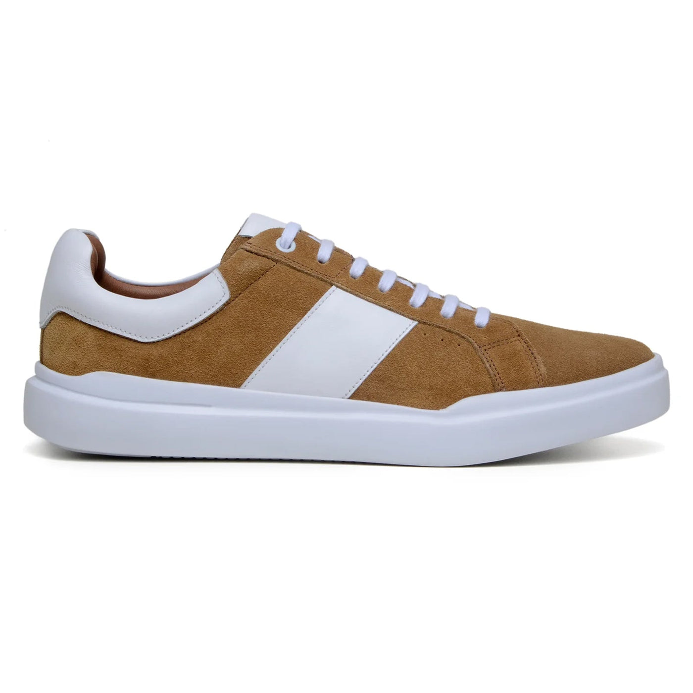 Men's Belvedere Olivier Suede Tennis Shoe in Tan & White