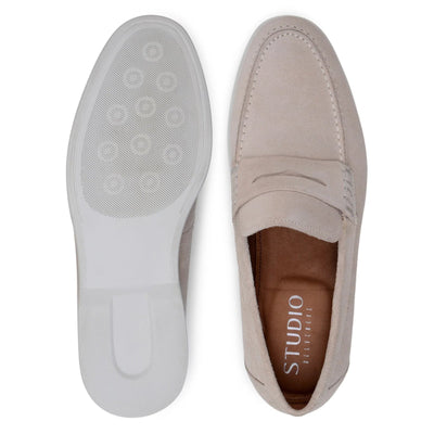 Men's Belvedere Niko Italian Suede Casual Slip on Penny Loafer in Sand