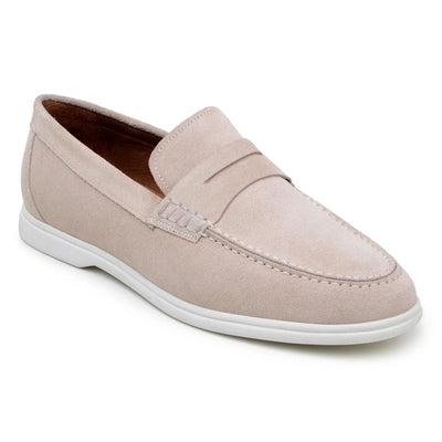 Men's Belvedere Niko Italian Suede Casual Slip on Penny Loafer in Sand