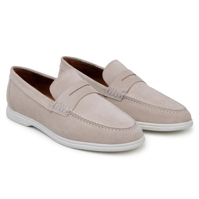 Men's Belvedere Niko Italian Suede Casual Slip on Penny Loafer in Sand