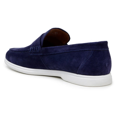 Men's Belvedere Niko Italian Suede Casual Slip on Penny Loafer in Navy
