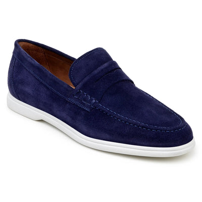 Men's Belvedere Niko Italian Suede Casual Slip on Penny Loafer in Navy