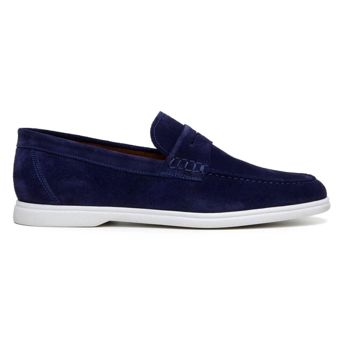 Men's Belvedere Niko Italian Suede Casual Slip on Penny Loafer in Navy