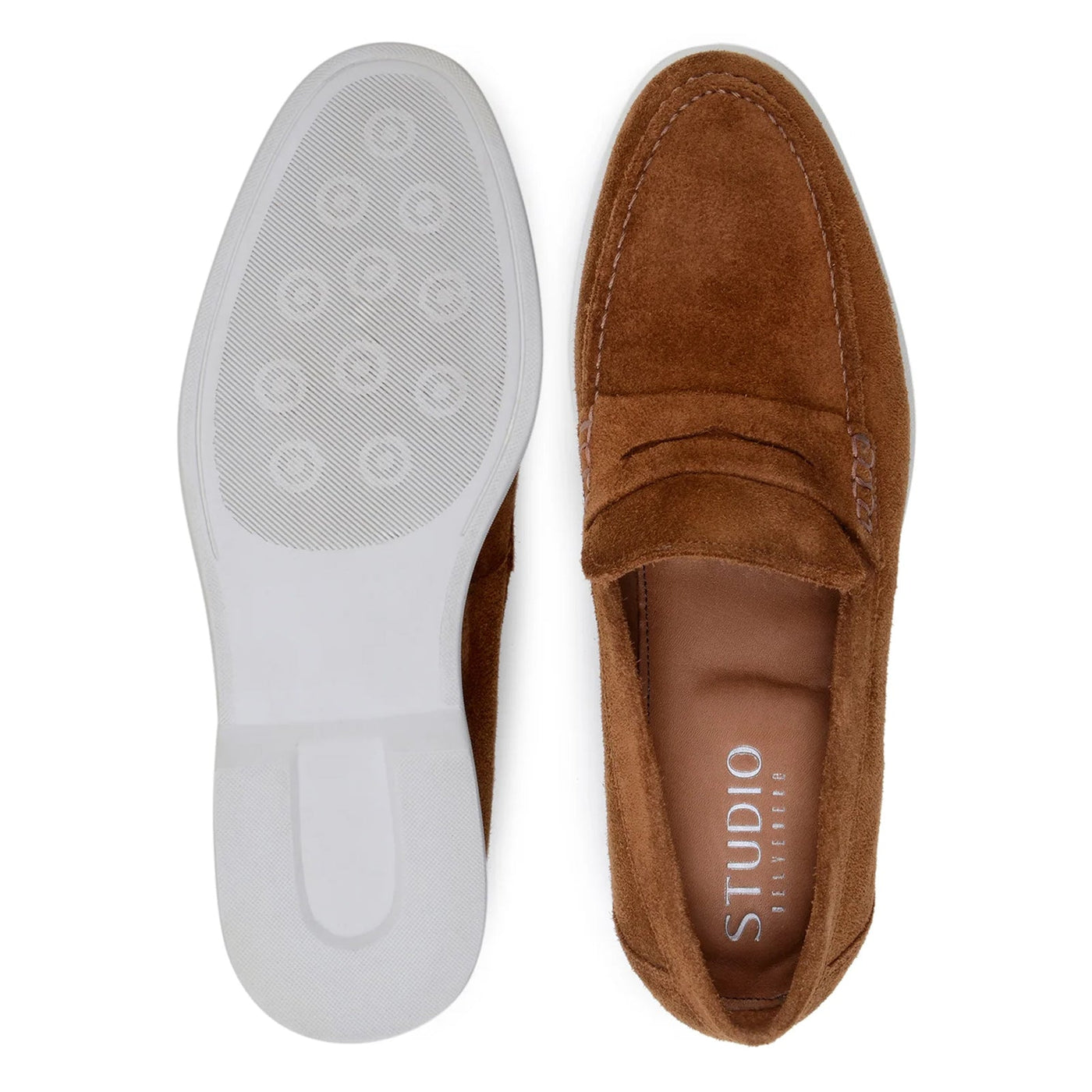 Men's Belvedere Niko Italian Suede Casual Slip on Penny Loafer in Bourbon