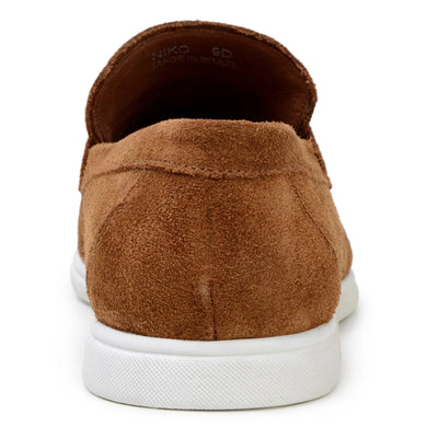 Men's Belvedere Niko Italian Suede Casual Slip on Penny Loafer in Bourbon