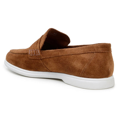 Men's Belvedere Niko Italian Suede Casual Slip on Penny Loafer in Bourbon
