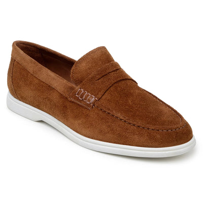 Men's Belvedere Niko Italian Suede Casual Slip on Penny Loafer in Bourbon