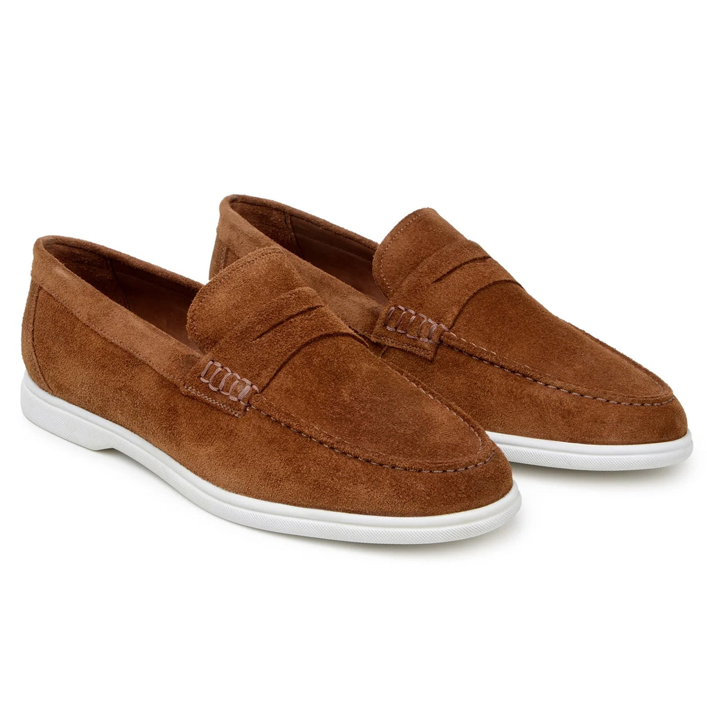 Men's Belvedere Niko Italian Suede Casual Slip on Penny Loafer in Bourbon