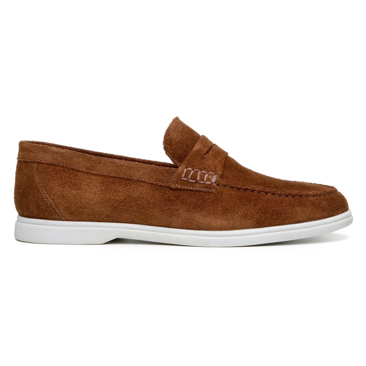Men's Belvedere Niko Italian Suede Casual Slip on Penny Loafer in Bourbon