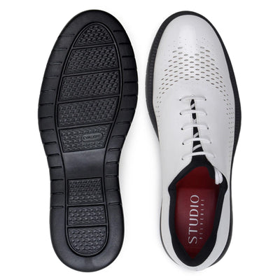 Men's Belvedere Maxim Patent Leather Tuxedo Dress Sneaker in White