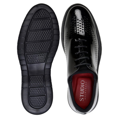 Men's Belvedere Maxim Patent Leather Tuxedo Dress Sneaker in Black
