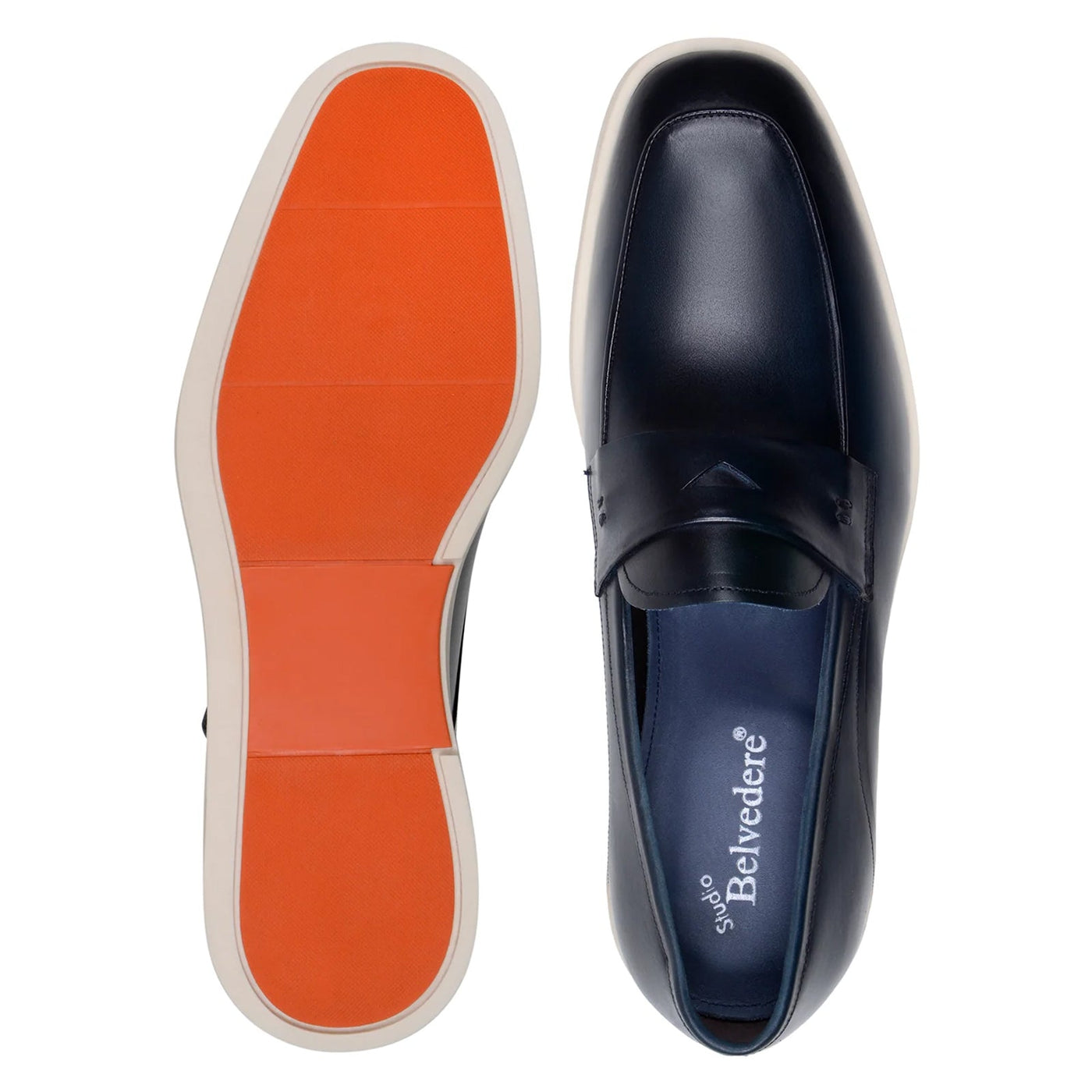 Men's Belvedere Maurizio Nappa Leather Casual Penny Loafer in Navy