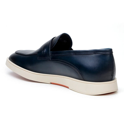 Men's Belvedere Maurizio Nappa Leather Casual Penny Loafer in Navy
