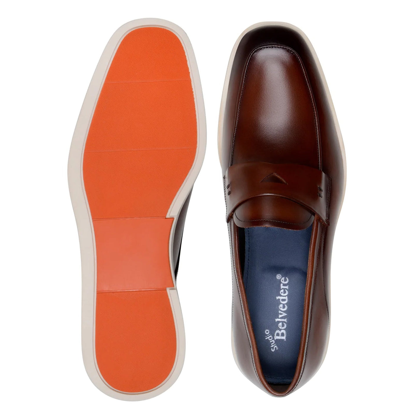 Men's Belvedere Maurizio Nappa Leather Casual Penny Loafer in Cognac