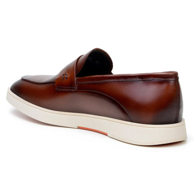 Men's Belvedere Maurizio Nappa Leather Casual Penny Loafer in Cognac