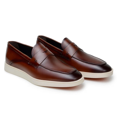 Men's Belvedere Maurizio Nappa Leather Casual Penny Loafer in Cognac