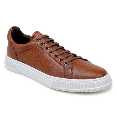Men's Belvedere Matteo Deerskin Leather Dress Tennis Shoe in Tan