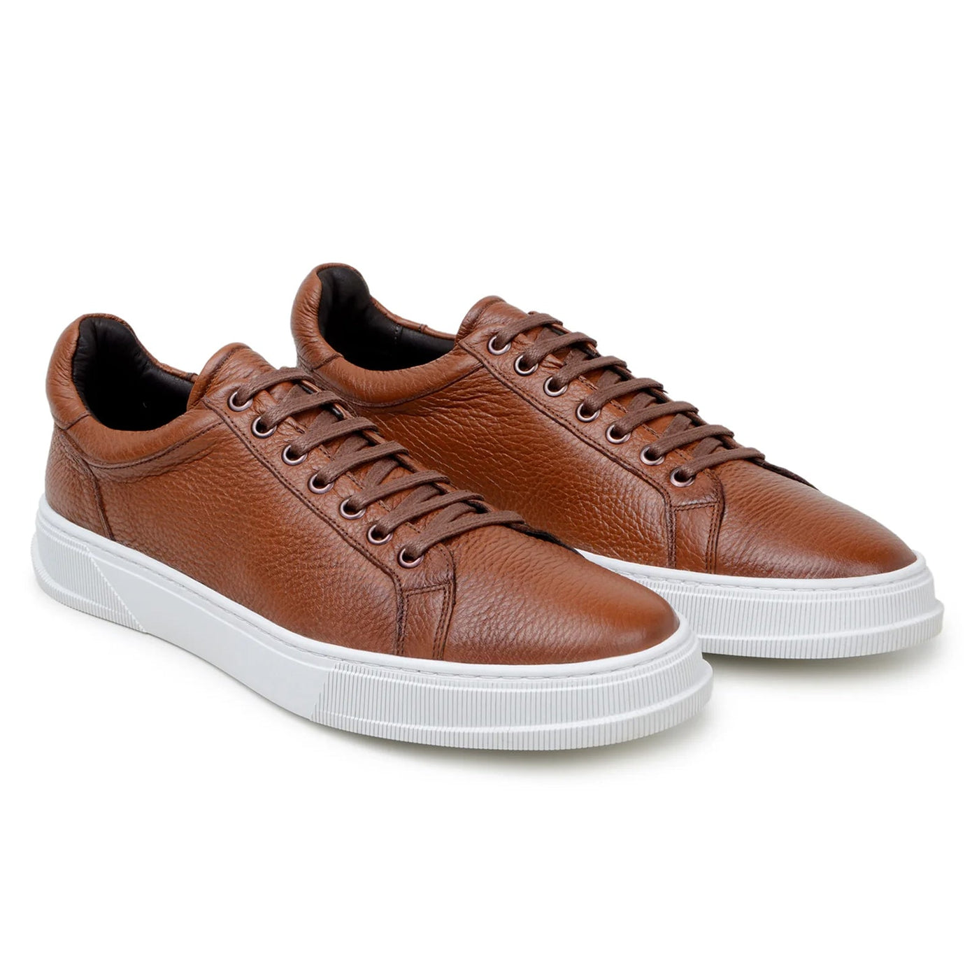 Men's Belvedere Matteo Deerskin Leather Dress Tennis Shoe in Tan