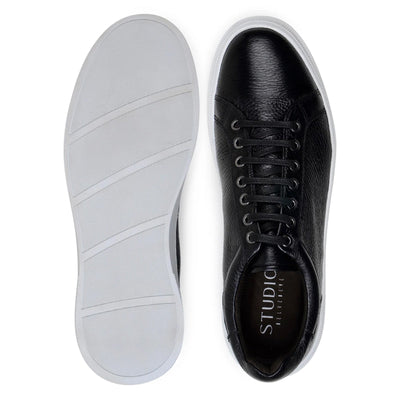 Men's Belvedere Matteo Deerskin Leather Dress Tennis Shoe in Black