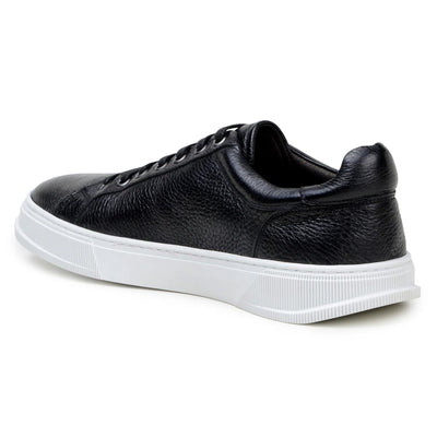 Men's Belvedere Matteo Deerskin Leather Dress Tennis Shoe in Black