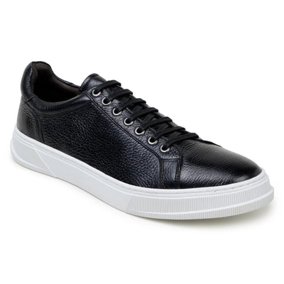 Men's Belvedere Matteo Deerskin Leather Dress Tennis Shoe in Black