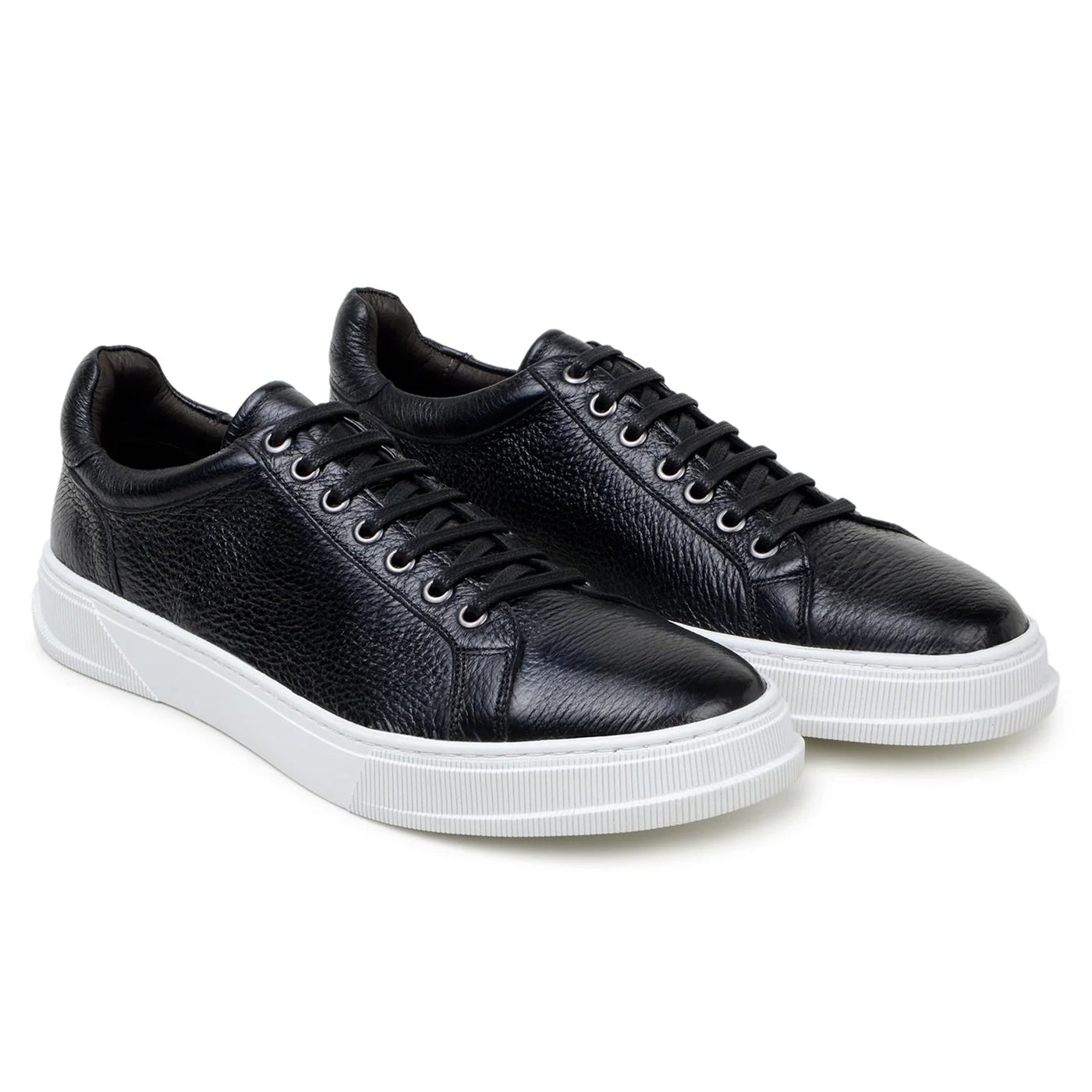 Men's Belvedere Matteo Deerskin Leather Dress Tennis Shoe in Black