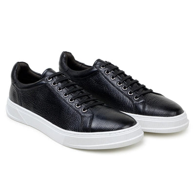Men's Belvedere Matteo Deerskin Leather Dress Tennis Shoe in Black