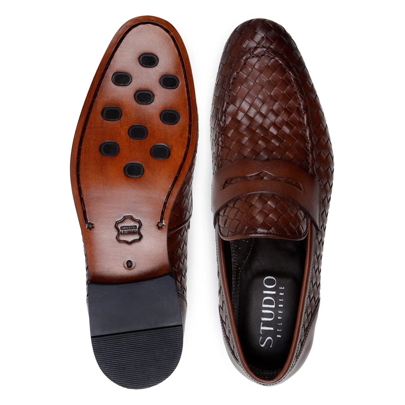 Men's Belvedere Luca Italian Calf Leather Slip on Penny Loafer in Tan