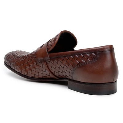 Men's Belvedere Luca Italian Calf Leather Slip on Penny Loafer in Tan