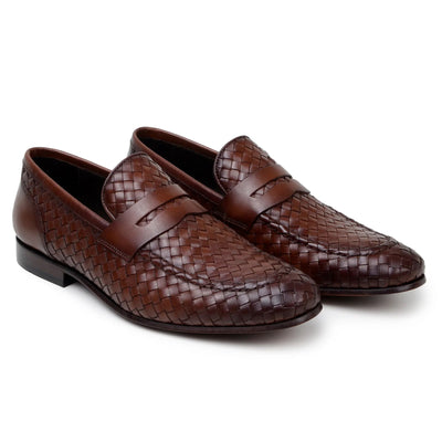 Men's Belvedere Luca Italian Calf Leather Slip on Penny Loafer in Tan