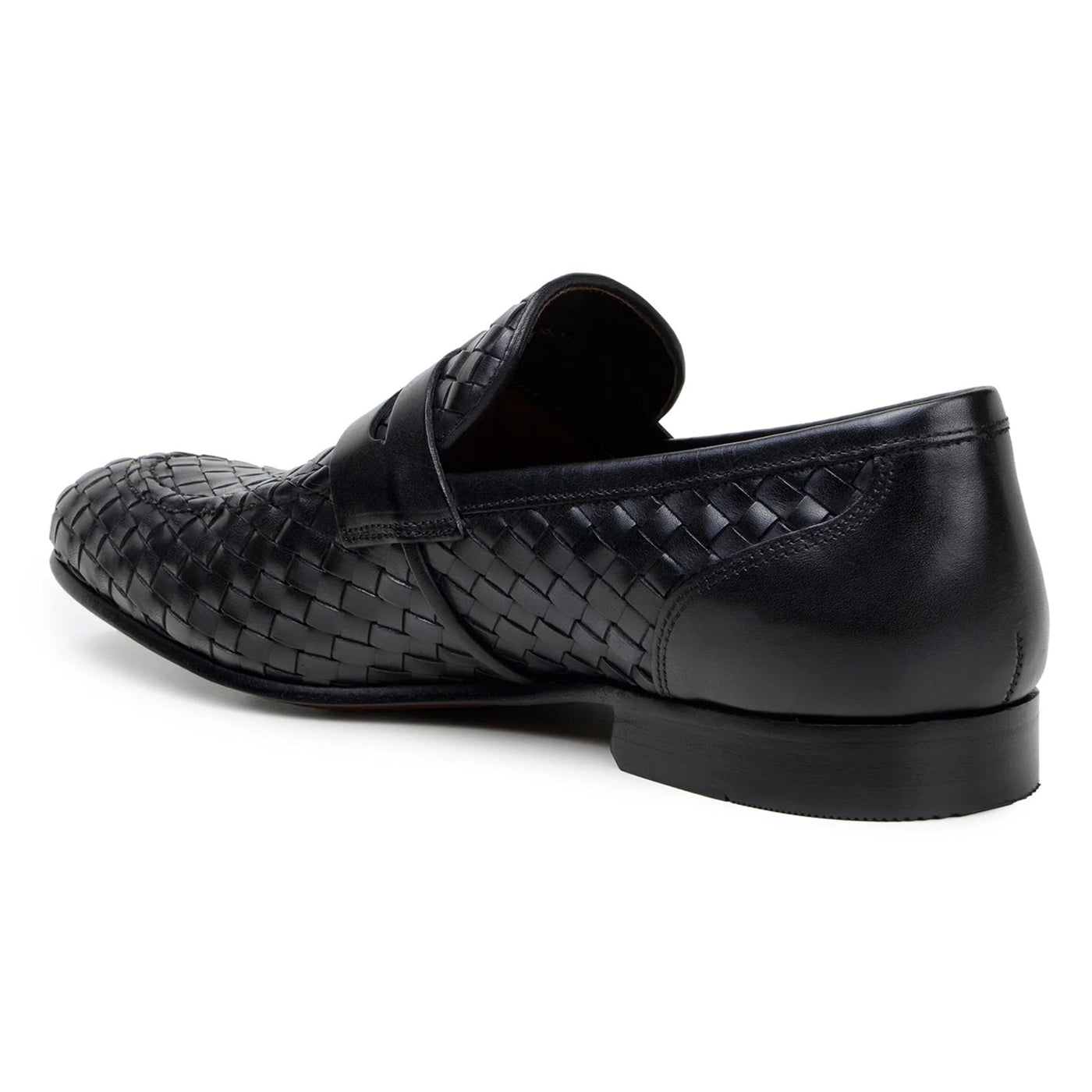 Men's Belvedere Luca Italian Calf Leather Slip on Penny Loafer in Black