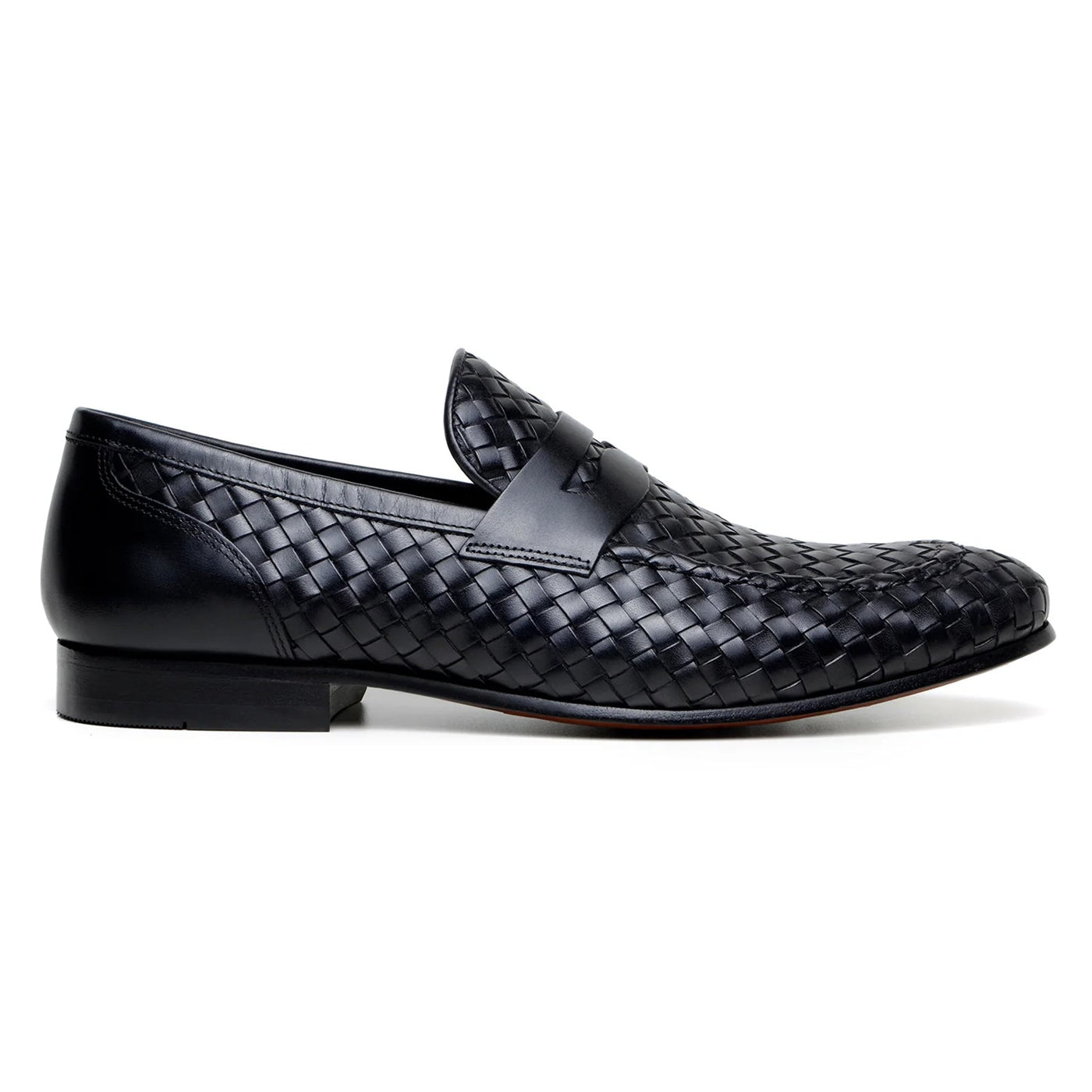 Men's Belvedere Luca Italian Calf Leather Slip on Penny Loafer in Black