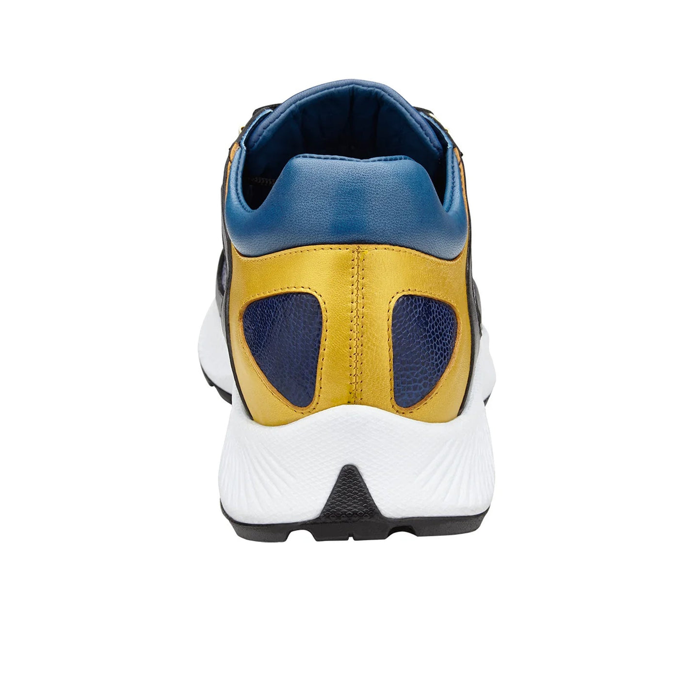 Men's Belvedere Adam Ostrich & Italian Calfskin Sneaker in Gold, Blue & Black