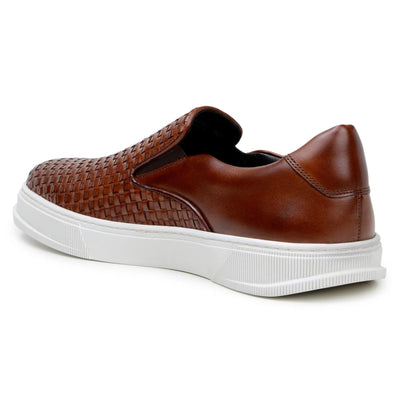 Men's Belvedere Fernando Quilted Leather Slip on Dress Sneaker in Tan