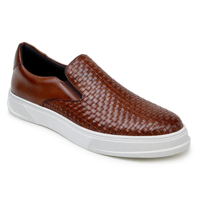 Men's Belvedere Fernando Quilted Leather Slip on Dress Sneaker in Tan