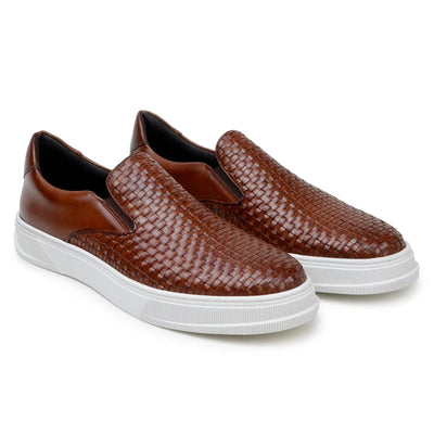 Men's Belvedere Fernando Quilted Leather Slip on Dress Sneaker in Tan
