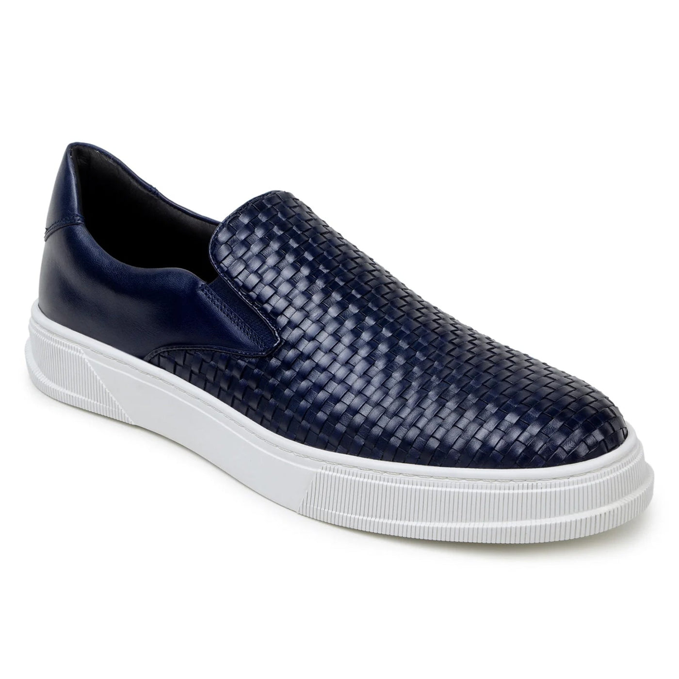 Men's Belvedere Fernando Quilted Leather Slip on Dress Sneaker in Navy