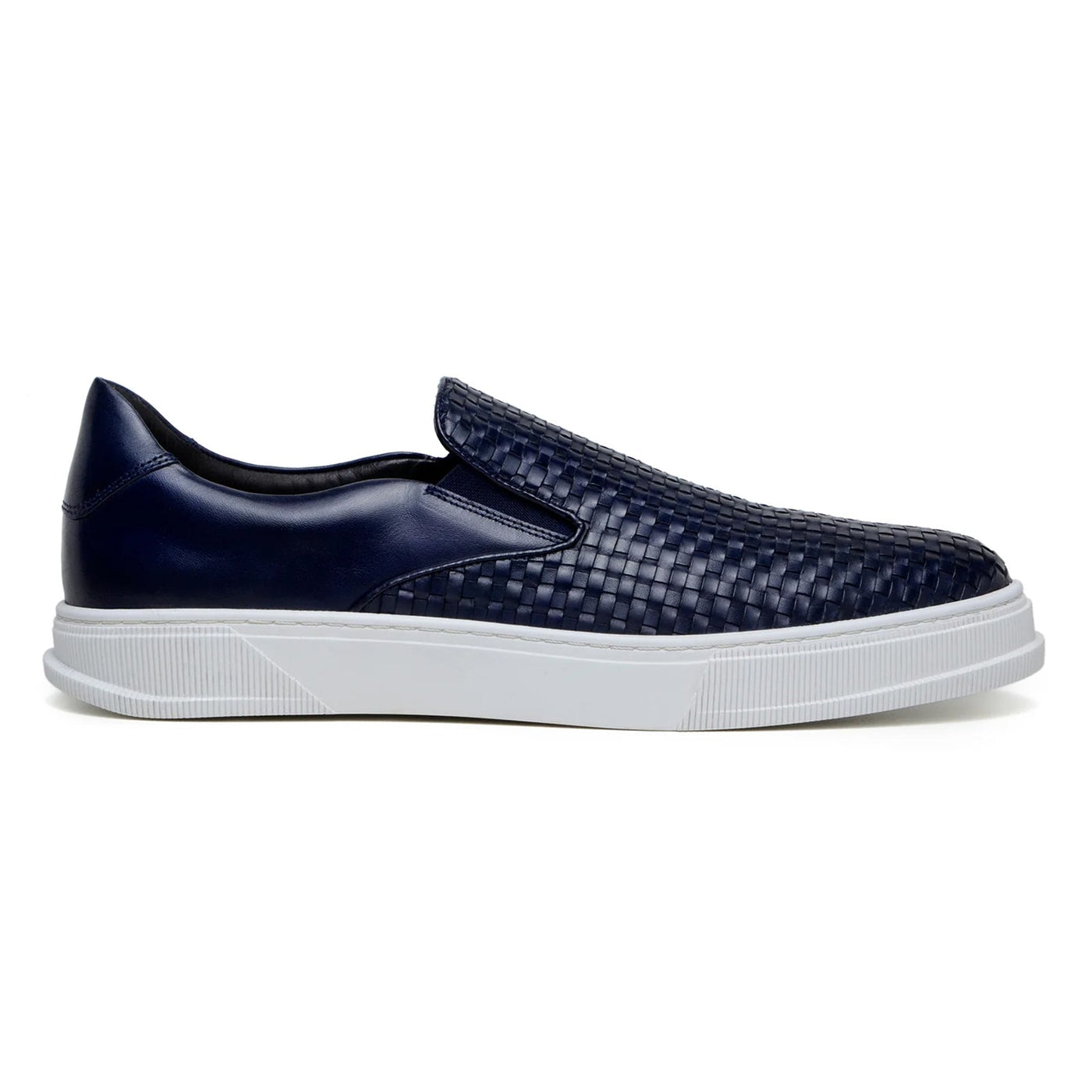 Men's Belvedere Fernando Quilted Leather Slip on Dress Sneaker in Navy