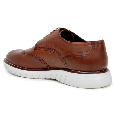 Men's Belvedere Enzo Nappa Leather Casual Wingtip Dress Shoe in Tan