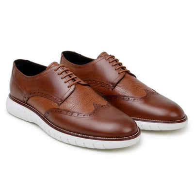 Men's Belvedere Enzo Nappa Leather Casual Wingtip Dress Shoe in Tan
