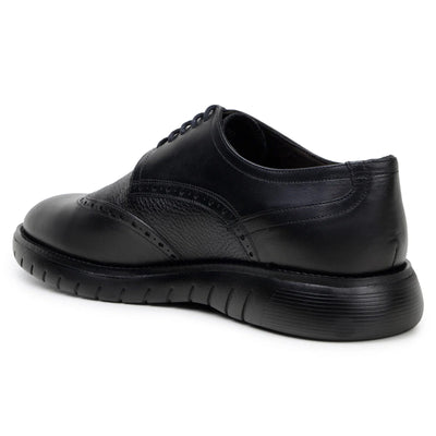 Men's Belvedere Enzo Nappa Leather Casual Wingtip Dress Shoe in Black