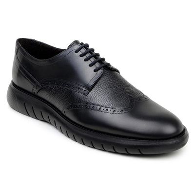 Men's Belvedere Enzo Nappa Leather Casual Wingtip Dress Shoe in Black
