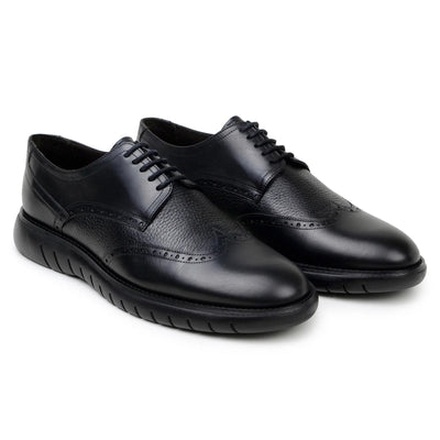 Men's Belvedere Enzo Nappa Leather Casual Wingtip Dress Shoe in Black
