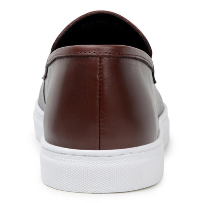 Men's Belvedere Elliot Nappa Leather Casual Slip On Penny Loafer in Brown