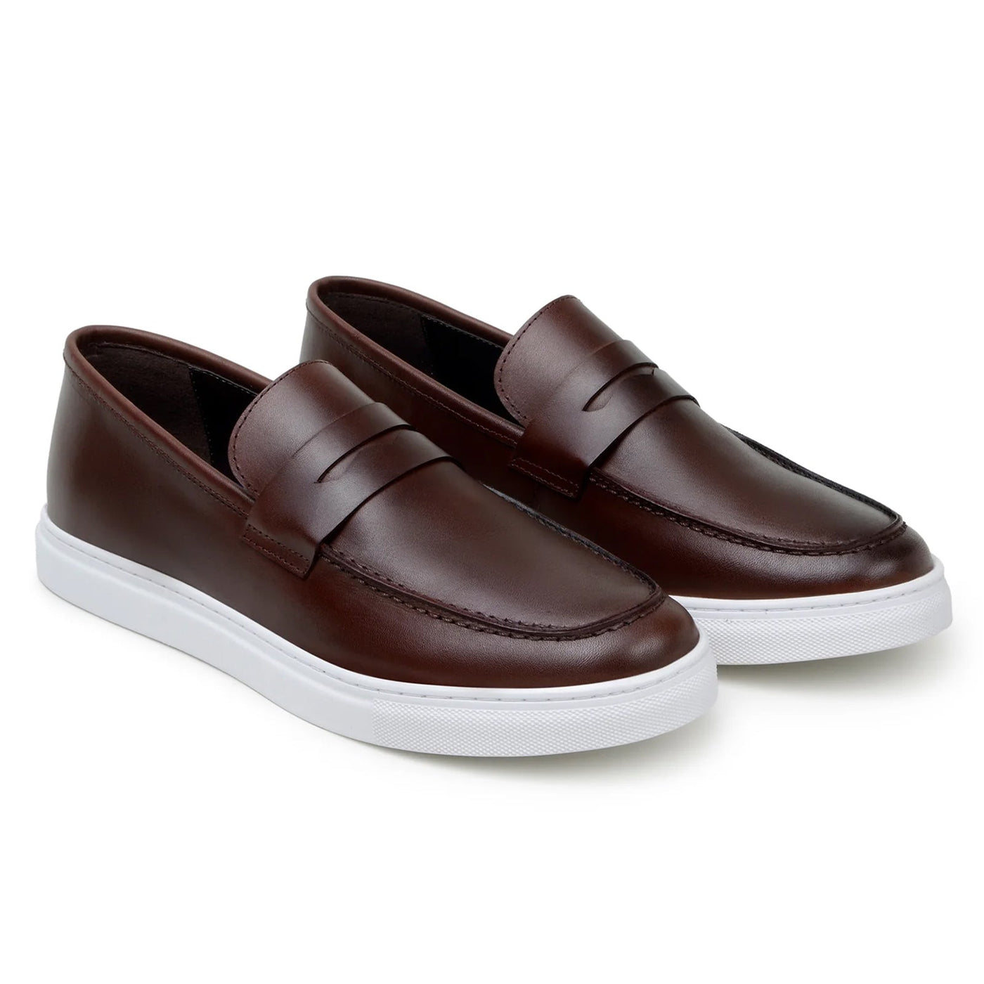 Men's Belvedere Elliot Nappa Leather Casual Slip On Penny Loafer in Brown