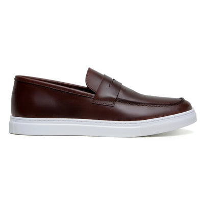 Men's Belvedere Elliot Nappa Leather Casual Slip On Penny Loafer in Brown